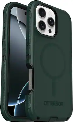 OtterBox - iPhone 16 Pro Max, Defender Series Case - Case Only - Built-in Magnets - Rugged & Durable, with Port Protection - Cinder Cashew (Green & Black)