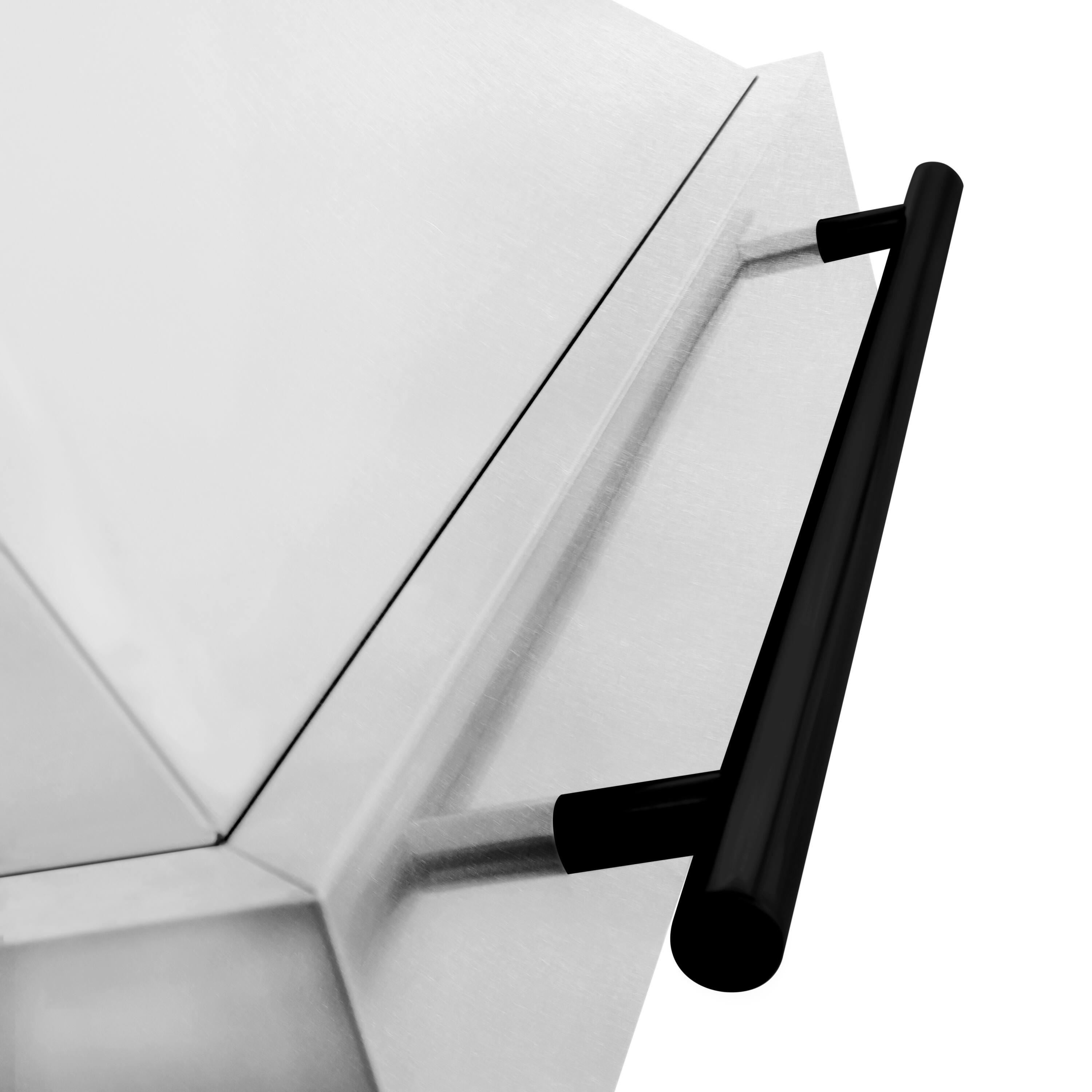 Alt View 1. ZLINE - ZLINE Autograph Edition 36 in. Satin Stainless Steel Wall Mount Range Hood with Matte Black Handle (8654SNZ-36-MB) - Satin Stainless Steel.