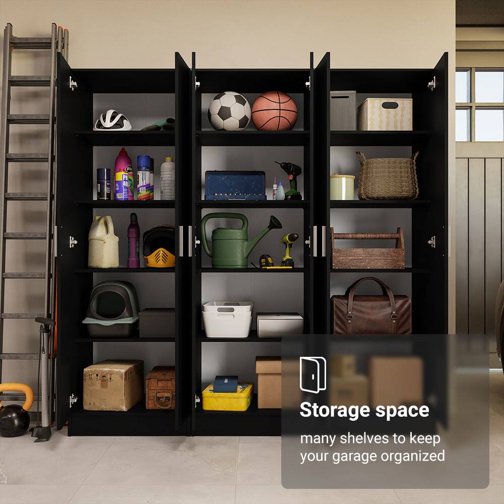 Storage space  
many shelves to keep your garage organized