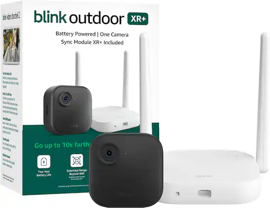 blink outdoor XR+ Battery Powered | One Camera Sync Module XR+ Included
Go up to 10x farther with Two-Year Battery Life Extended Range Beyond Wifi Available - Included
blink and Sautes performance