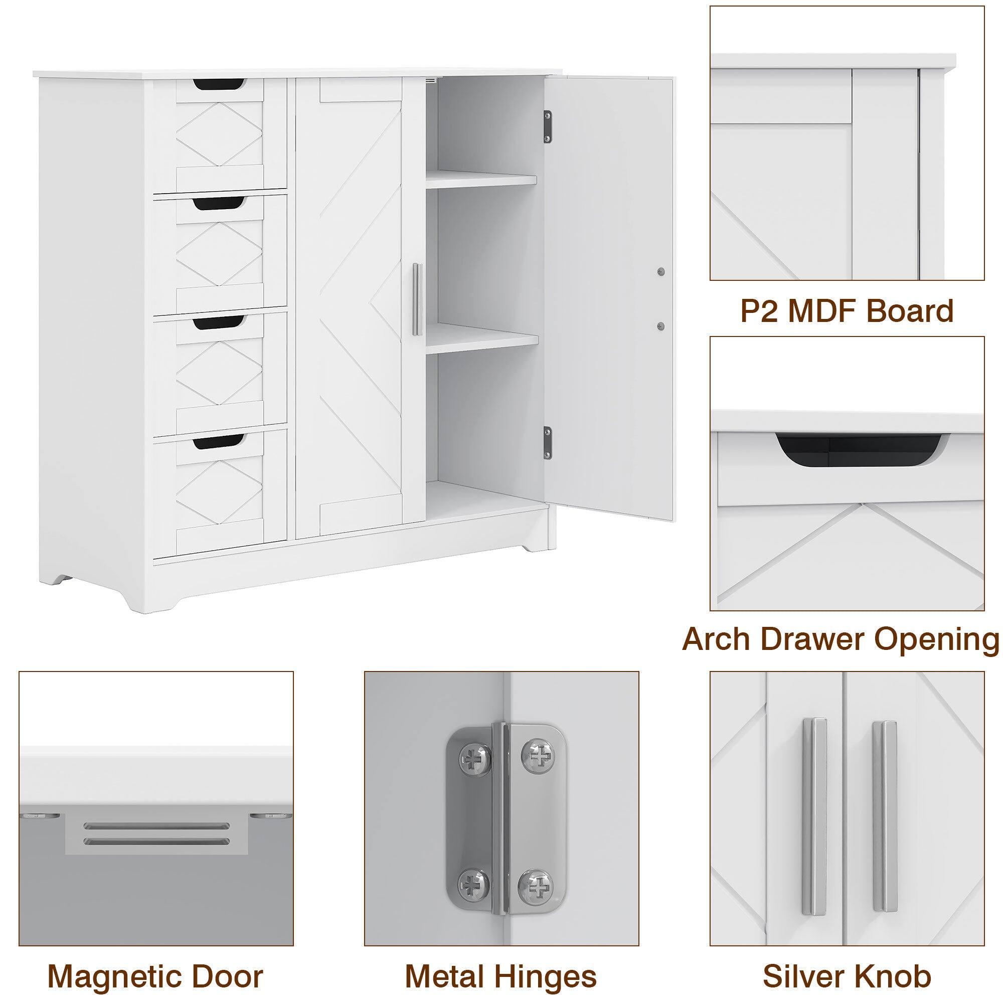 P2 MDF Board  
Arch Drawer Opening  
Magnetic Door  
Metal Hinges  
Silver Knob