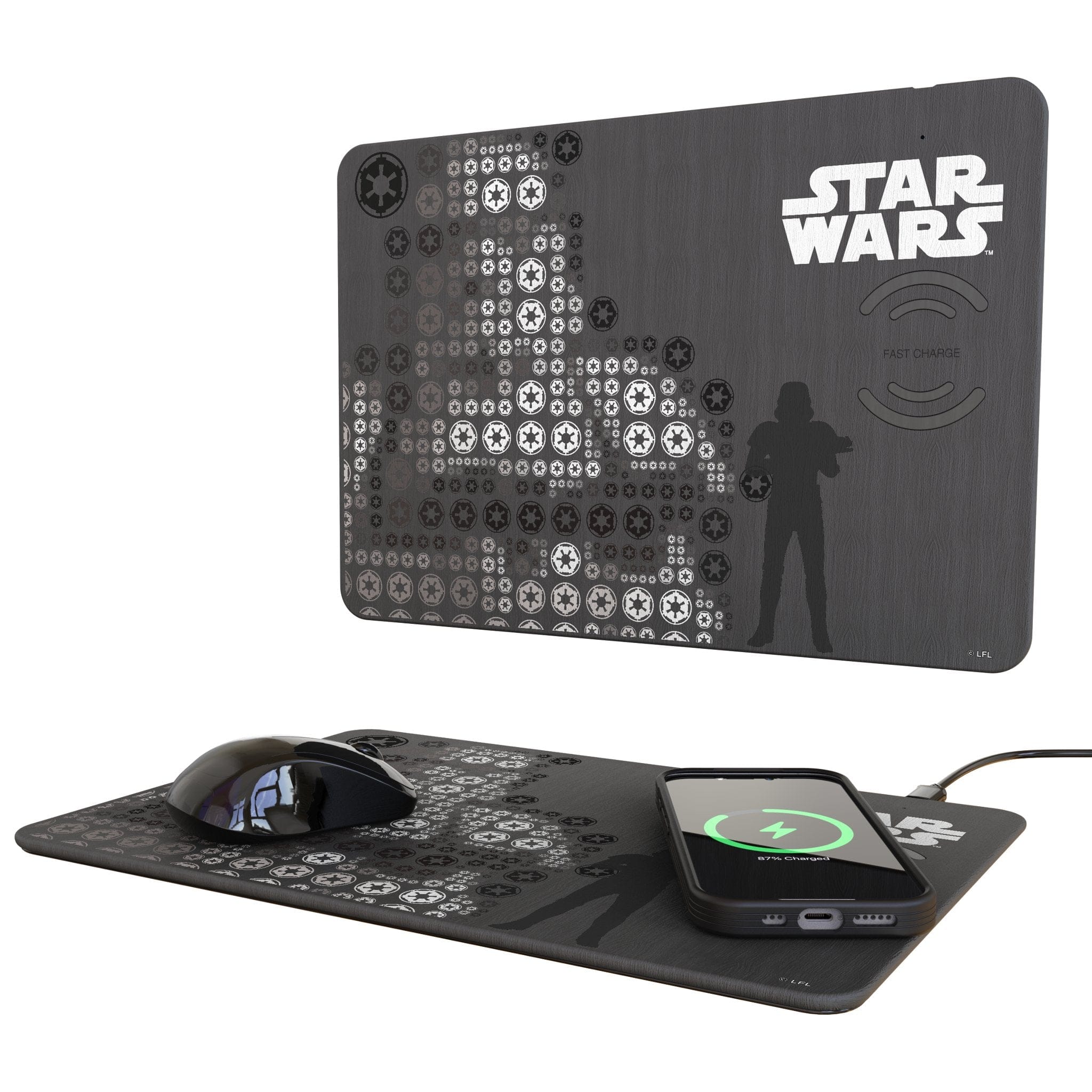 Keyscaper - Star Wars: A New Hope Quadratic 15-Watt Wireless Charger and Mouse Pad - Stormtrooper