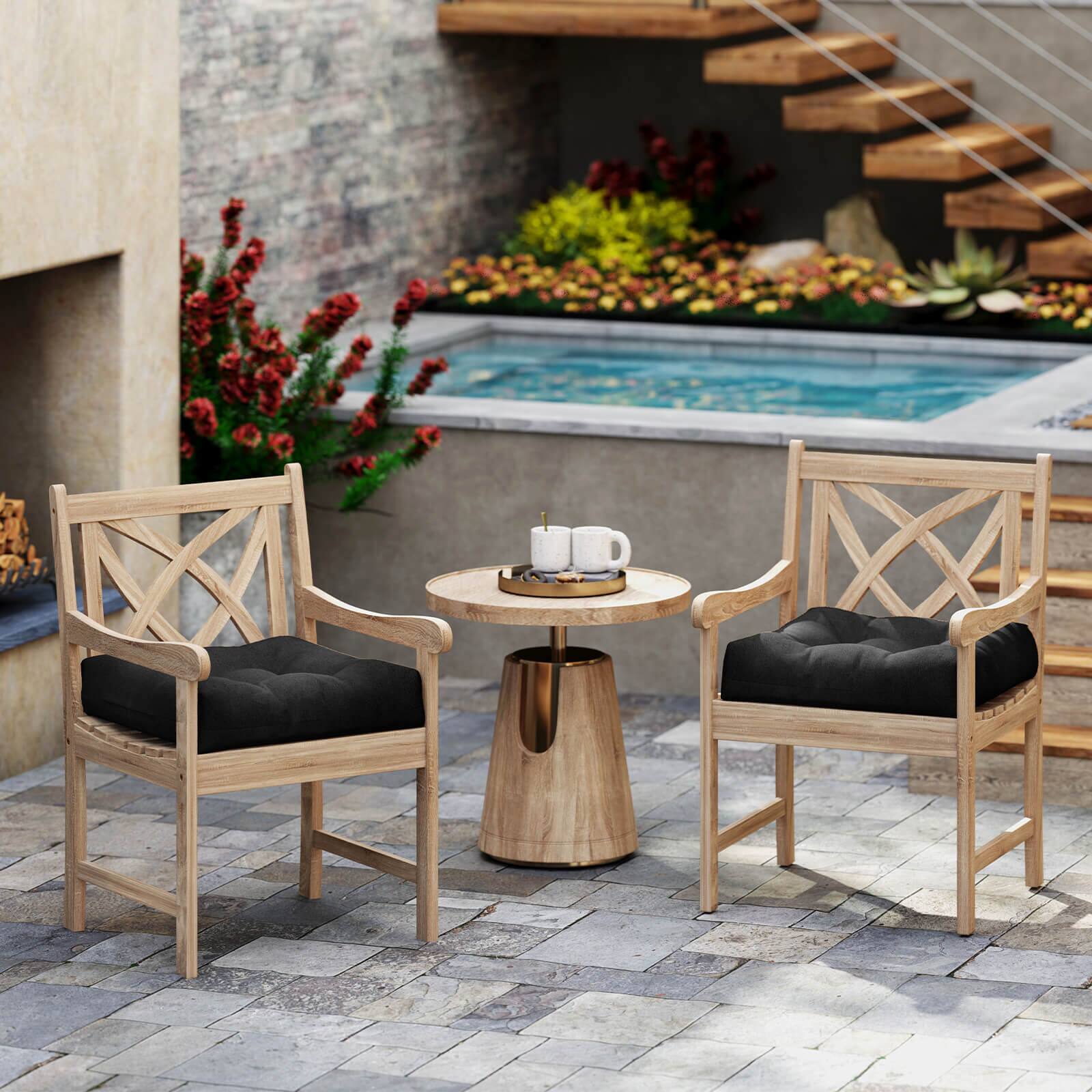 Alt View 1. Costway - Costway 2 PCS 21" x 21" Patio Chair Seat Cushion Pads Indoor/Outdoor - Black.