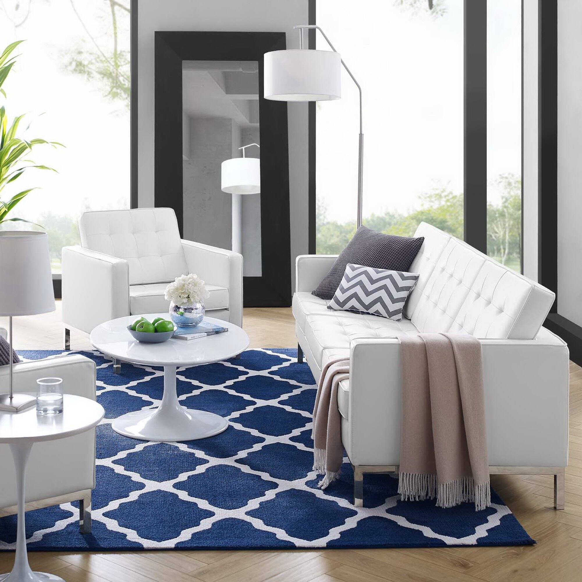 Alt View 2. Modway - Loft Tufted Upholstered Faux Leather Sofa and Armchair Set by Modway - White.