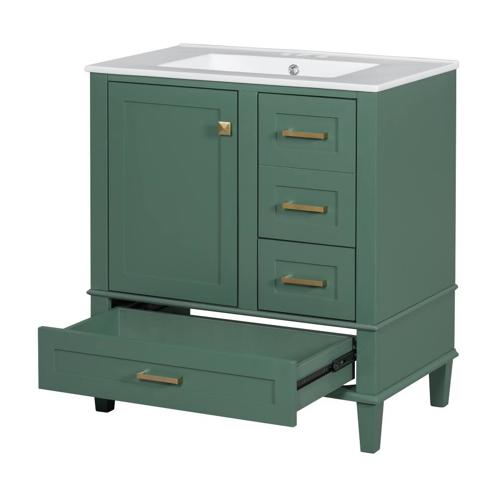 Alt View 10. Loheer - Loheer 30 inch green bathroom vanity with sink combo, freestanding cabinet, solid wood frame - Green.