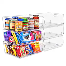 Sorbus - Stackable Storage Bins Open Front, Pantry Bins for Storage and Organization (Large 6 Pack) - Clear