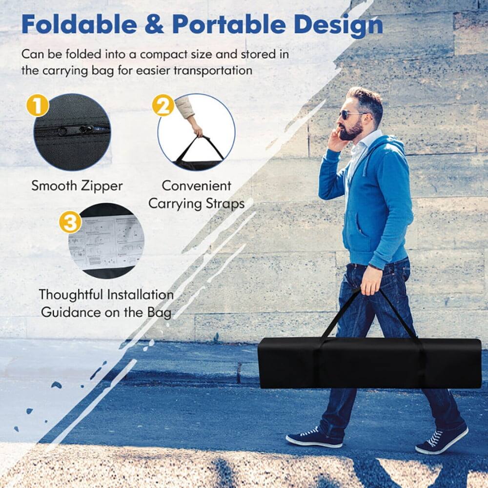 Foldable & Portable Design  
Can be folded into a compact size and stored in the carrying bag for easier transportation  

1. Smooth Zipper  
2. Convenient Carrying Straps  
3. Thoughtful Installation Guidance on the Bag