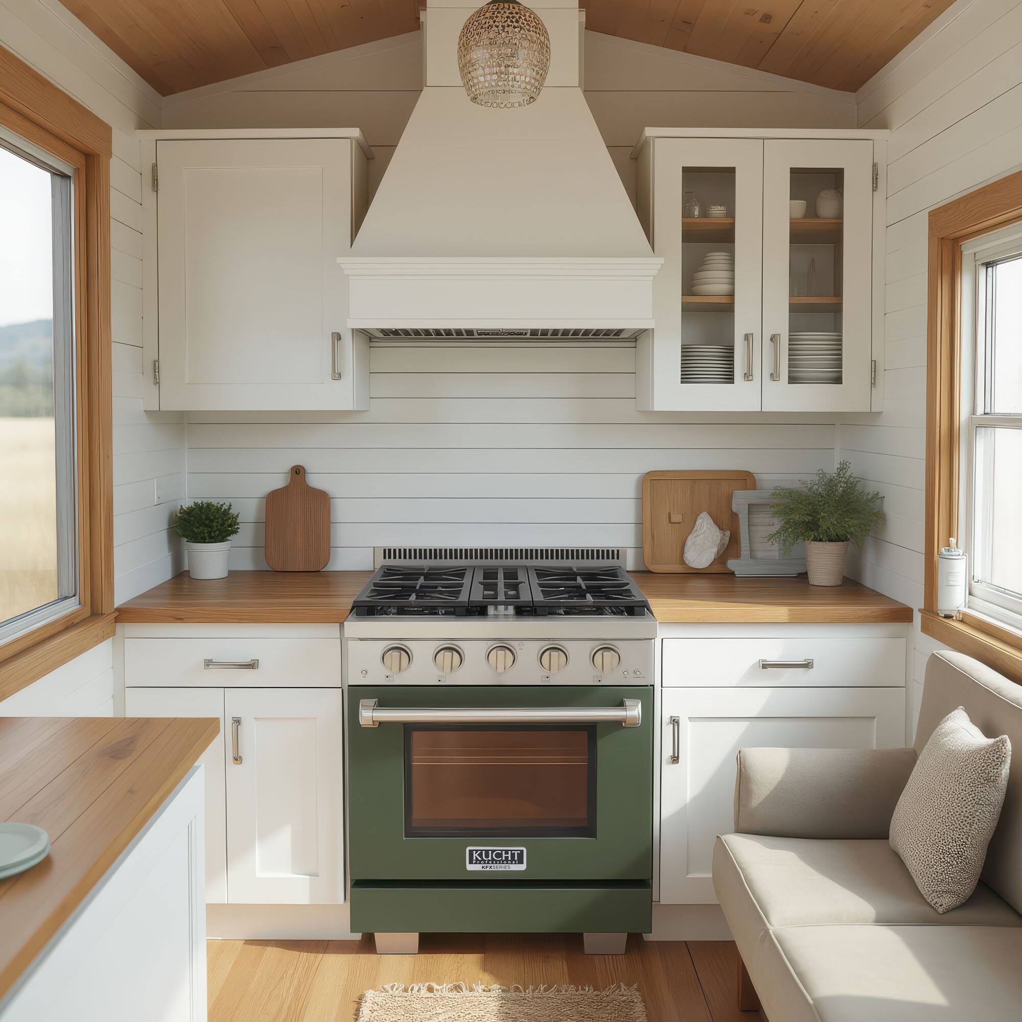 Alt View 8. Kucht - KUCHT Professional 30 in. 4.2 cu. ft. Propane Gas Range and Convection Oven in Olive Green with True Simmer Burners - Olive Green.