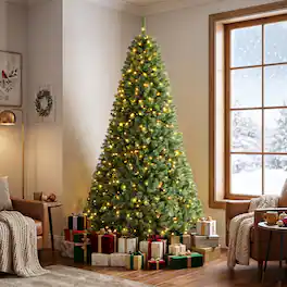 Gymax - 8 FT Pre-Lit Artificial Christmas Tree w/1605 Dense Branch Tips 600 LED Lights - Green