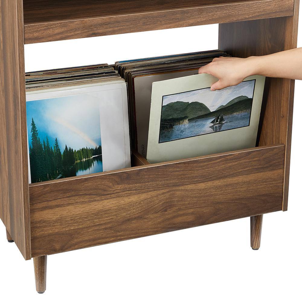Alt View 7. Crosley Furniture - Liam Record Player Stand With Vinyl Storage - Walnut.