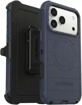OtterBox - iPhone 18 Pro Max & iPhone 17 Pro Max (Only) - Defender Series Case - Holster Clip Included - Snaps on MagSafe - Vintage Indigo Dream (Blue & Black)