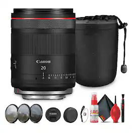 Canon - RF 20mm f1.4 L Ultra Wide Prime Lens Full Frame Weather Sealed Bundle (International Version) - Black