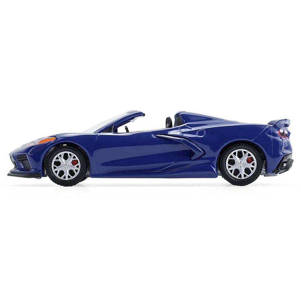 Angle. Greenlight - 2021 Chevrolet Corvette Stingray Convertible Elkhart Lake Blue "GreenLight Muscle" Series 30 1/64 - Blue.
