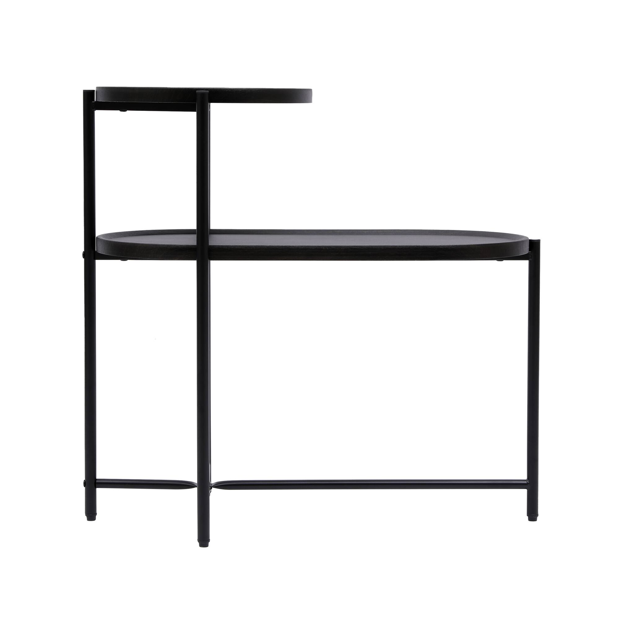 Alt View 5. GOODSILO - Modern Round Coffee Table with Two-Tier Storage Trays for Living Room and Small Spaces - Black.