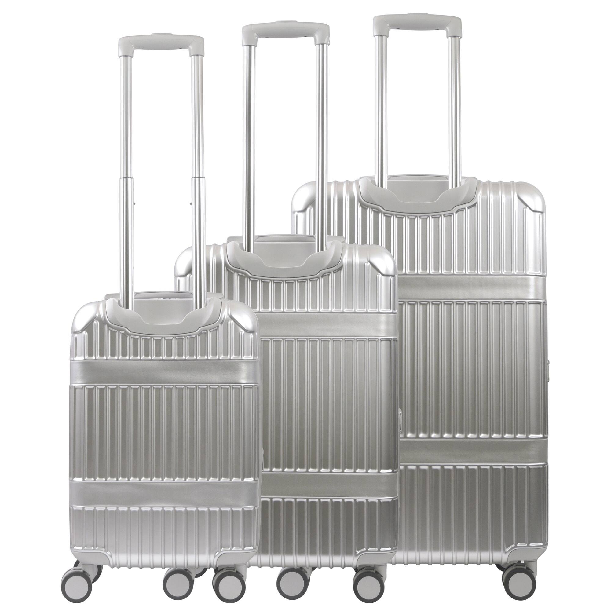 Back. Martha Stewart - The Bedford 3-Piece Hardcase Luggage Set - SILVER.