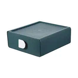 Unique Bargains - Stackable Storage Drawer for Desktop, Plastic Desk Organizer with Drawers for Office Bathroom - Blue