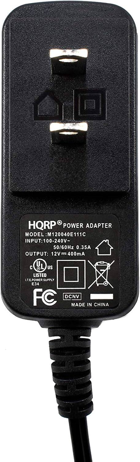 HQRP POWER ADAPTER  
MODEL: M120040E111C  
INPUT: 100-240V~ 50/60Hz 0.35A  
OUTPUT: 12V 400mA  
UL LISTED  
LT POWER SUPPLY  
E34  
FC  
DCNV  
MADE IN CHINA