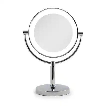 Front. Zadro - Laguna, LED Lighted Makeup Mirror with Magnification Options 5X, 10X - Chrome.