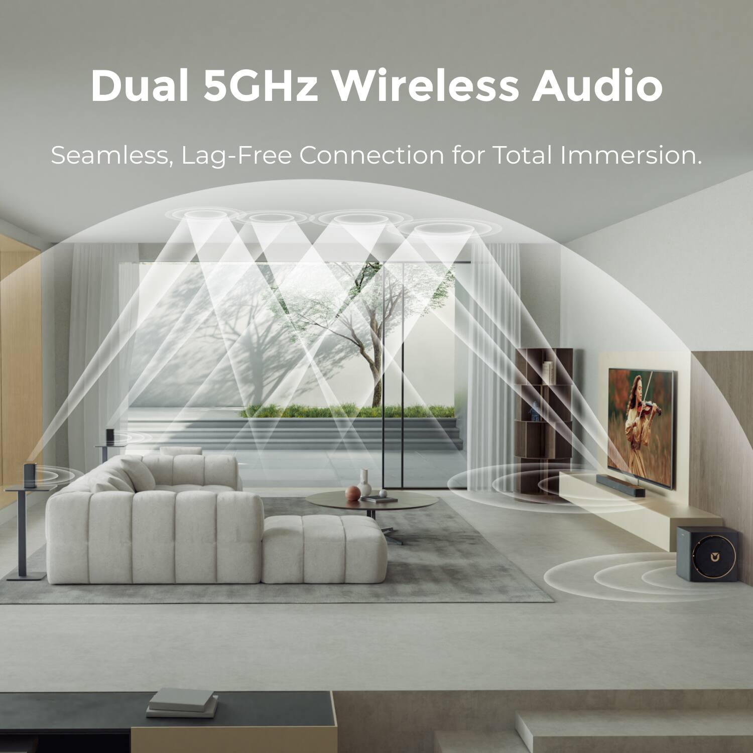 Dual 5GHz Wireless Audio  
Seamless, Lag-Free Connection for Total Immersion.