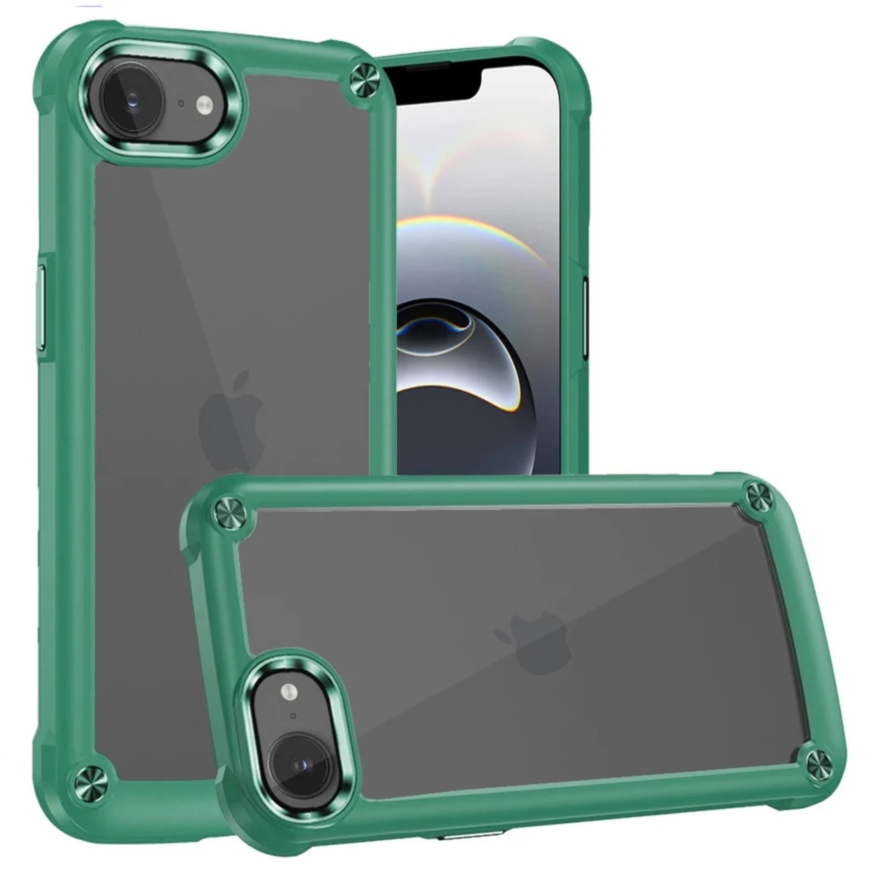 Front. Kitcheniva - Clear Hybrid Protective Phone Case With Metal Buttons And Tempered Glass For iPhone 16e 17e Purple - Red.