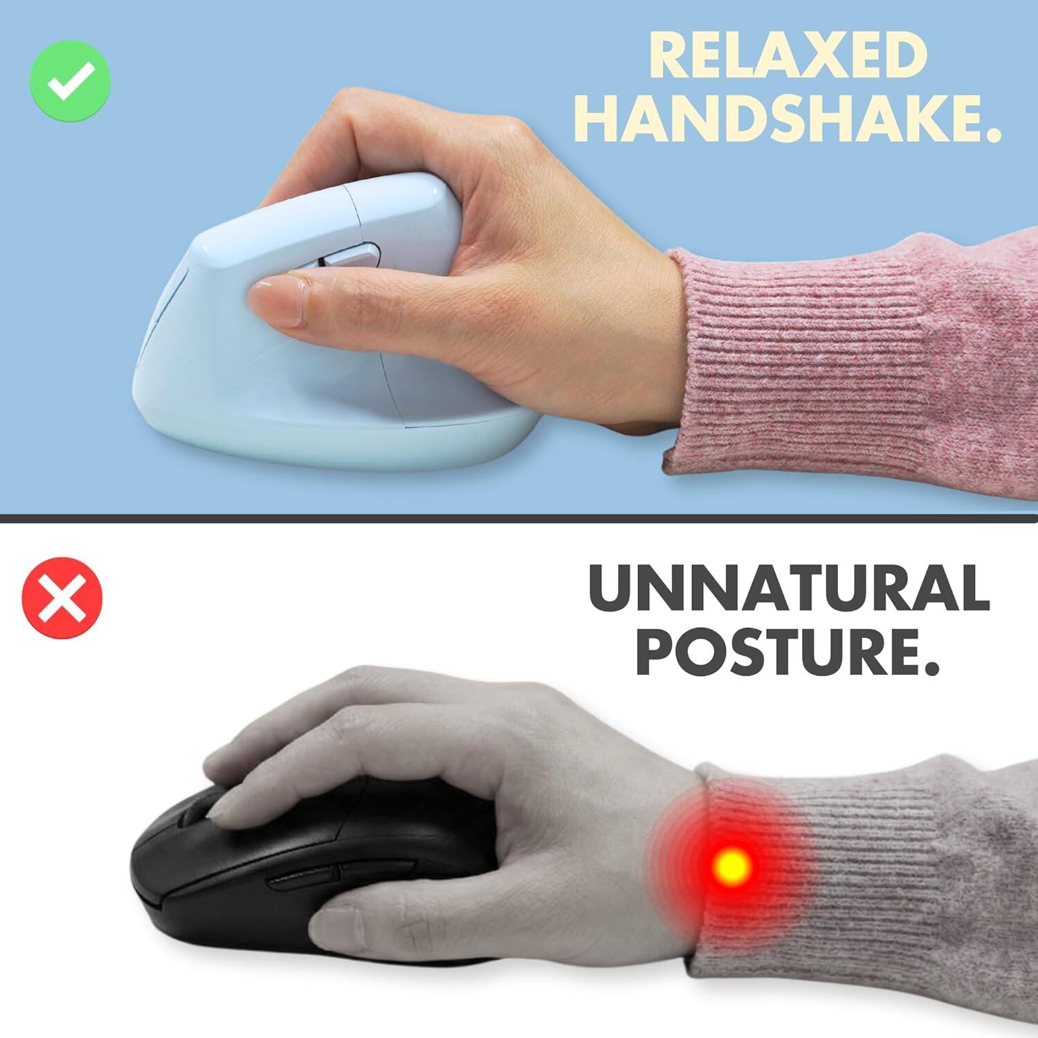 RELAXED HANDSHAKE.

UNNATURAL POSTURE.