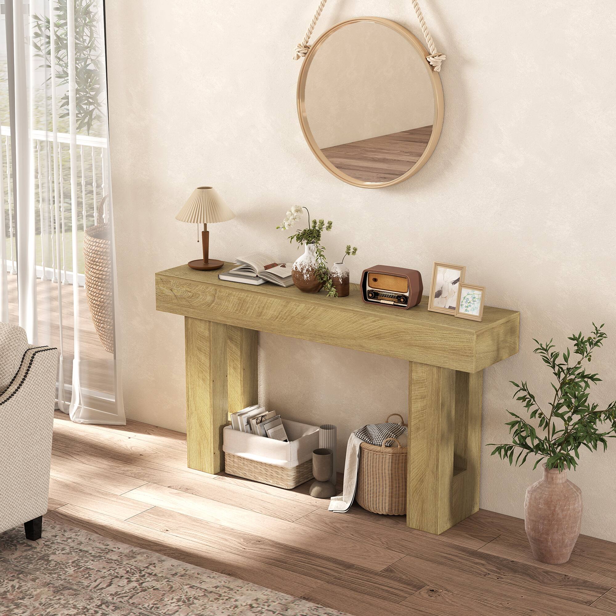 Alt View 8. Homcom - Inch Console Table, Sofa Table Behind the Couch with Thickened Tabletop for Living Room, Hallway - Oak.