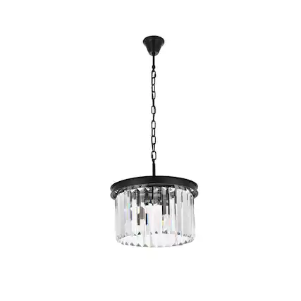 Front. Urban Classic - Sydney 3 light Matte Black Pendant Clear Royal Cut Crystal - Matte Black.