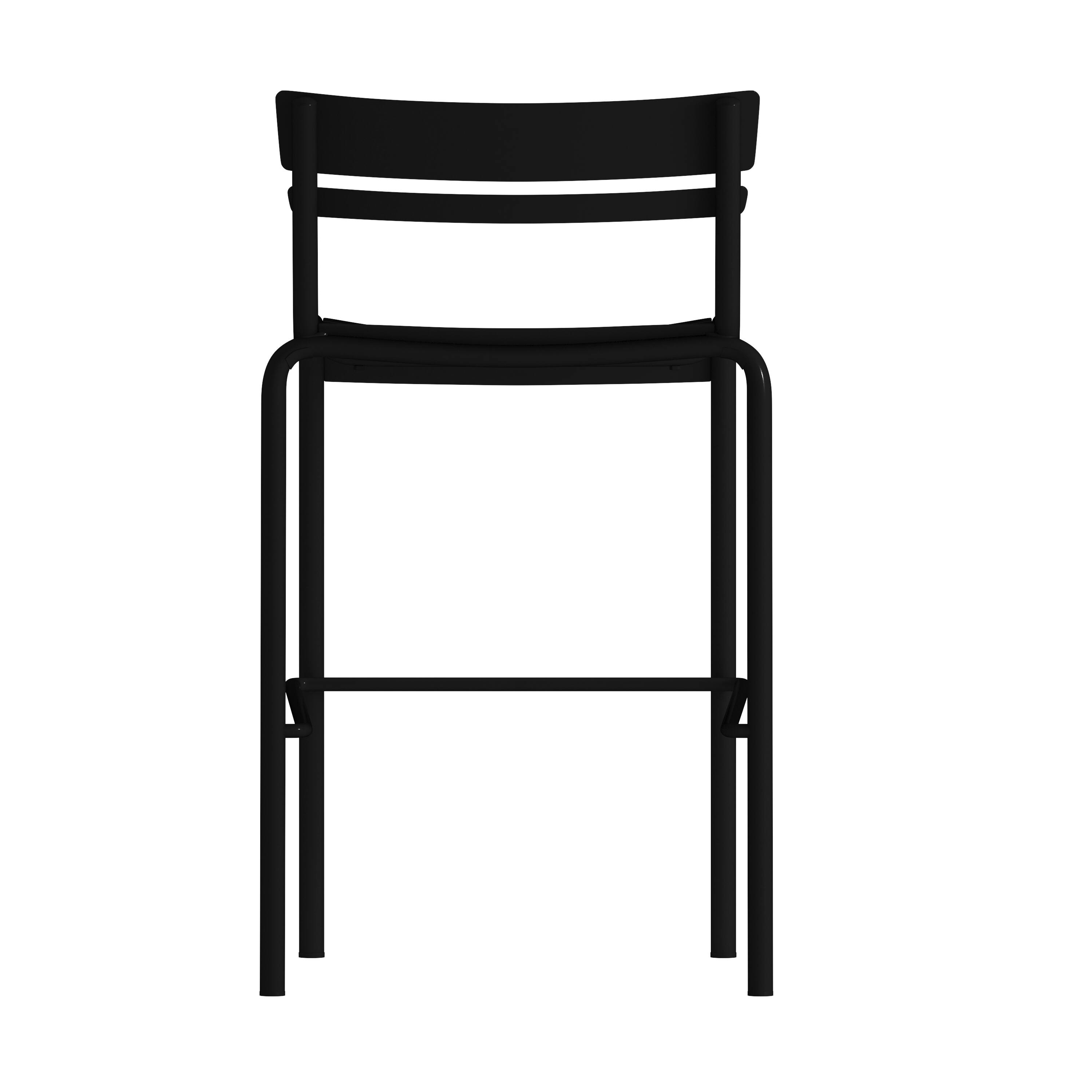 Back. Flash Furniture - Nash Commercial Grade Black Metal Indoor-Outdoor Bar Height Stool with 2 Slats - Black.