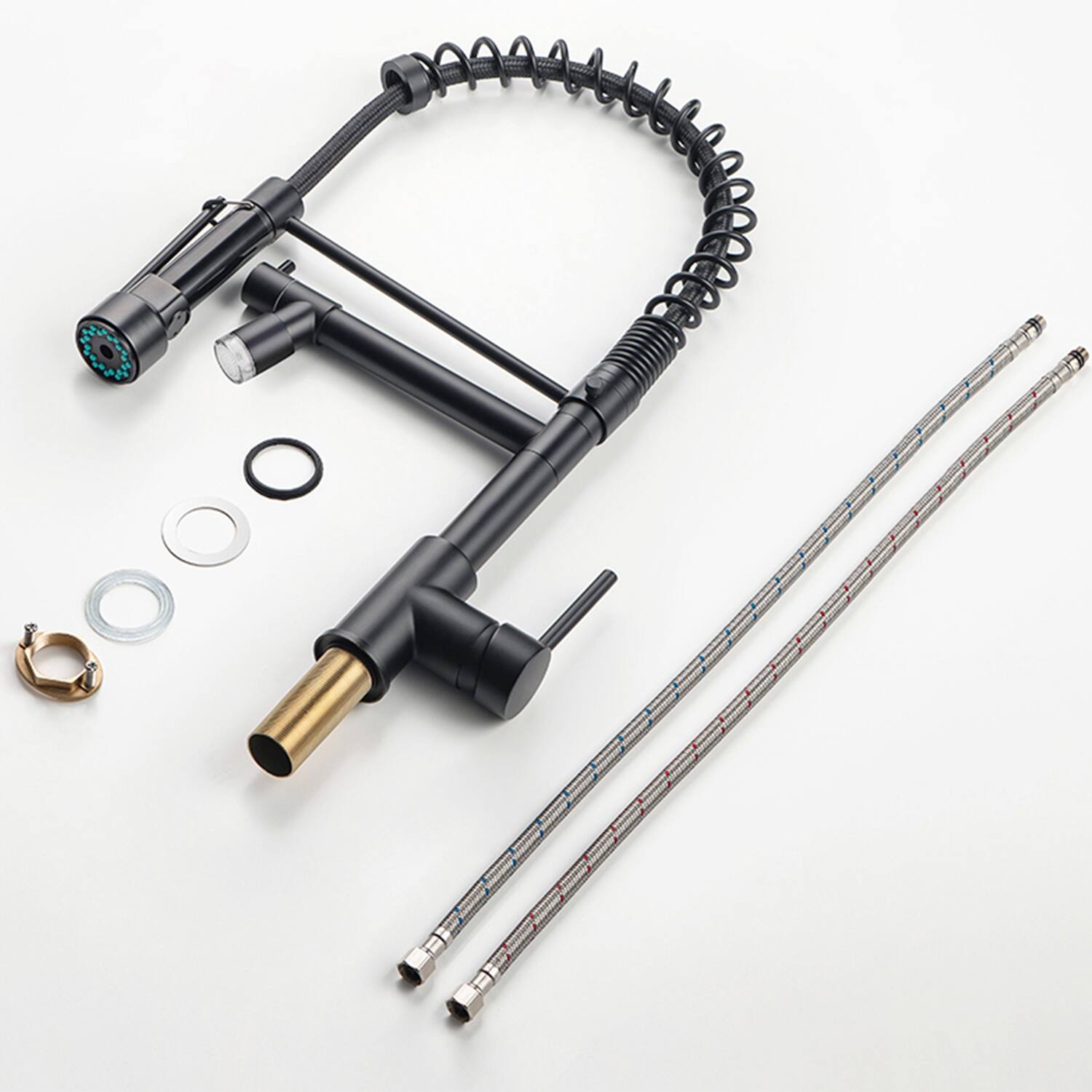 Alt View 2. APRILSOUL - LED Commercial Kitchen Faucet with Pull Down Sprayer Single Handle Single Lever Kitchen Sink Faucet - Black.