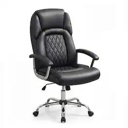 WELLFOR - Height Adjustable Big and Tall Office Chair Computer Desk Chair with Metal Base - Black