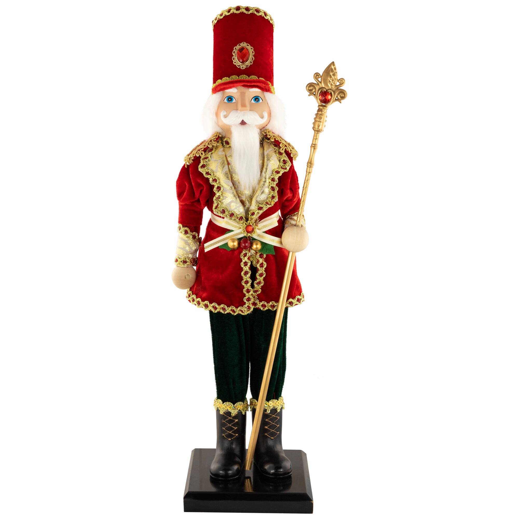Alt View 1. Northlight - Jeweled Nutcracker with Scepter Christmas Figure - 22" - Red.