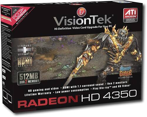 Front. VisionTek - Radeon 4350 Graphic Card - 512 MB DDR2 SDRAM - PCI Express x16.