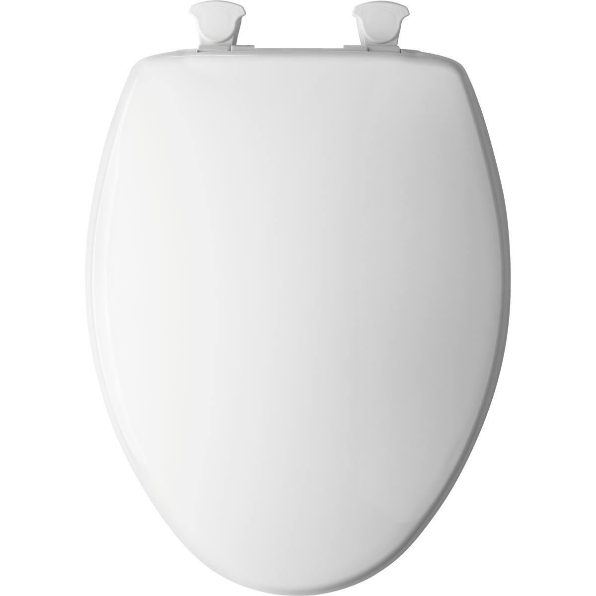 Angle. BEMIS - Bemis Elongated Plastic Toilet Seat in White with EasyClean hinge - White.