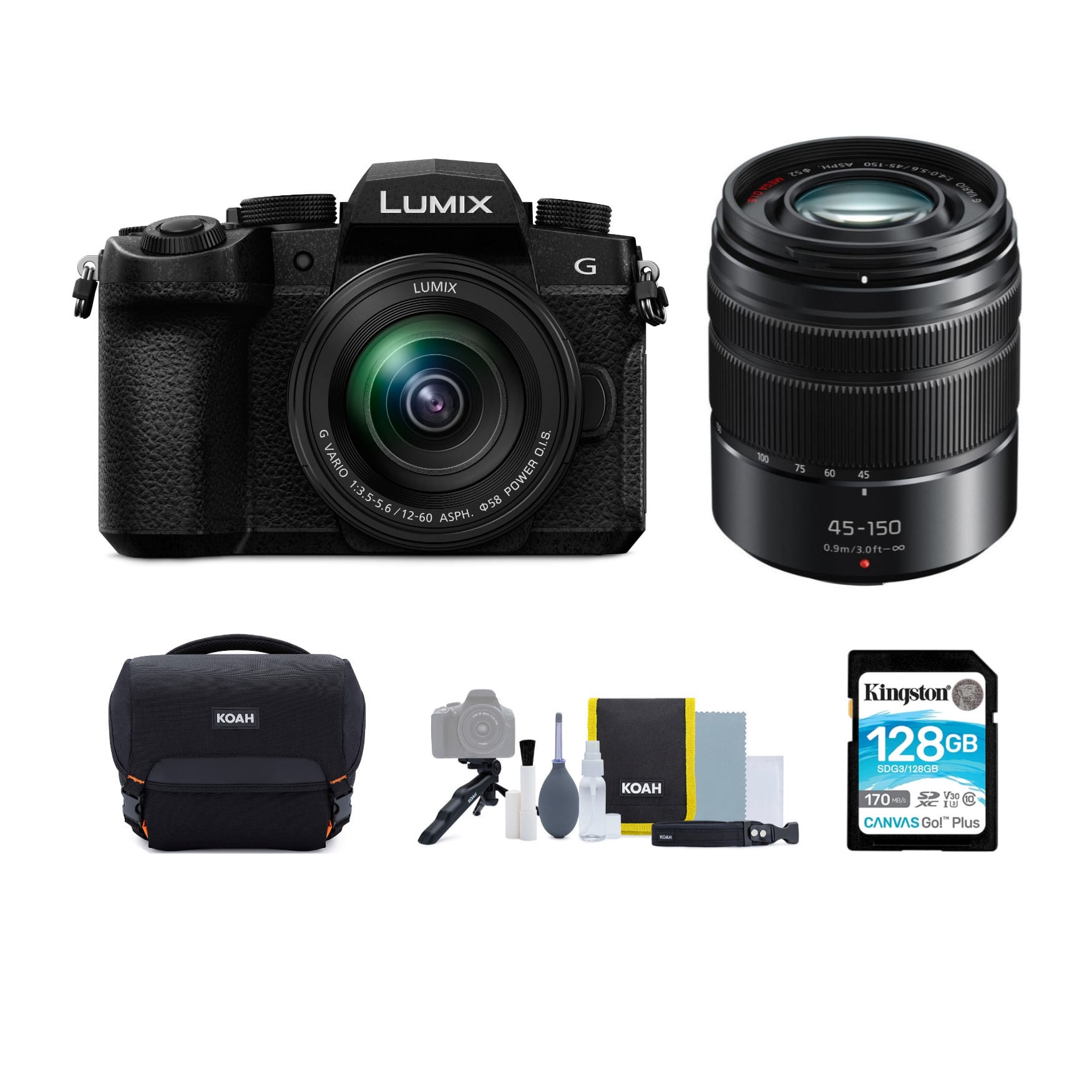 Lumix G95 Mirrorless Camera with 12-60mm and Panasonic Lens Bundle - Black