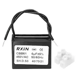 Unique Bargains - 6uF CBB61 Capacitor, AC 450V 2-Wire for Ceiling Fan, Motor Generator, Blower, Exhaust Fan - Black