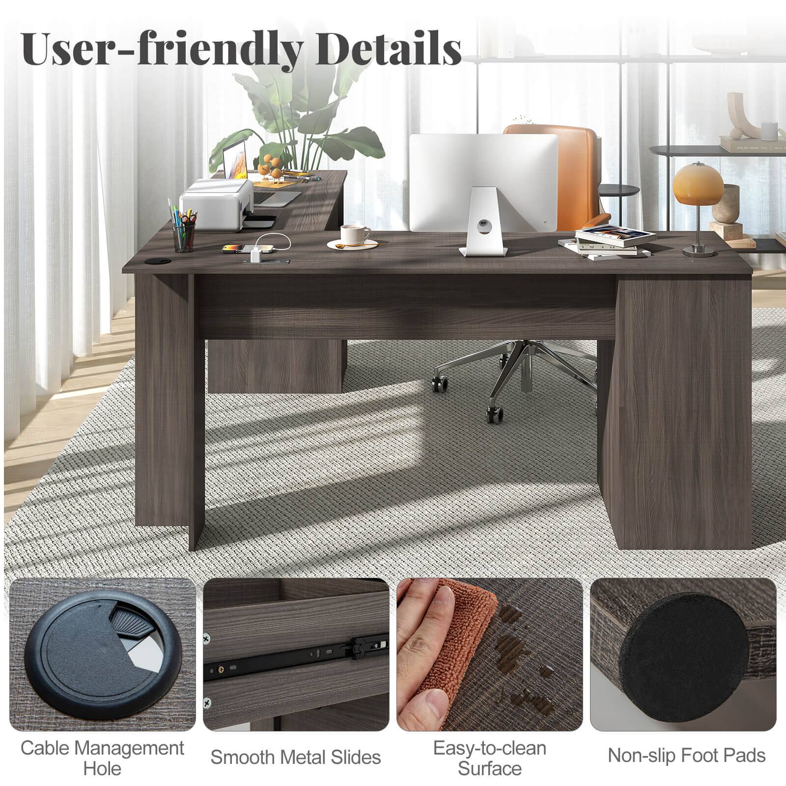 User-friendly Details

- Cable Management Hole
- Smooth Metal Slides
- Easy-to-clean Surface
- Non-slip Foot Pads