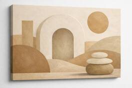 FC Design - Large Canvas 24x36" Frameless Beige Arch Harmony Minimal Art Painting Home Wall Décor - MultiColor