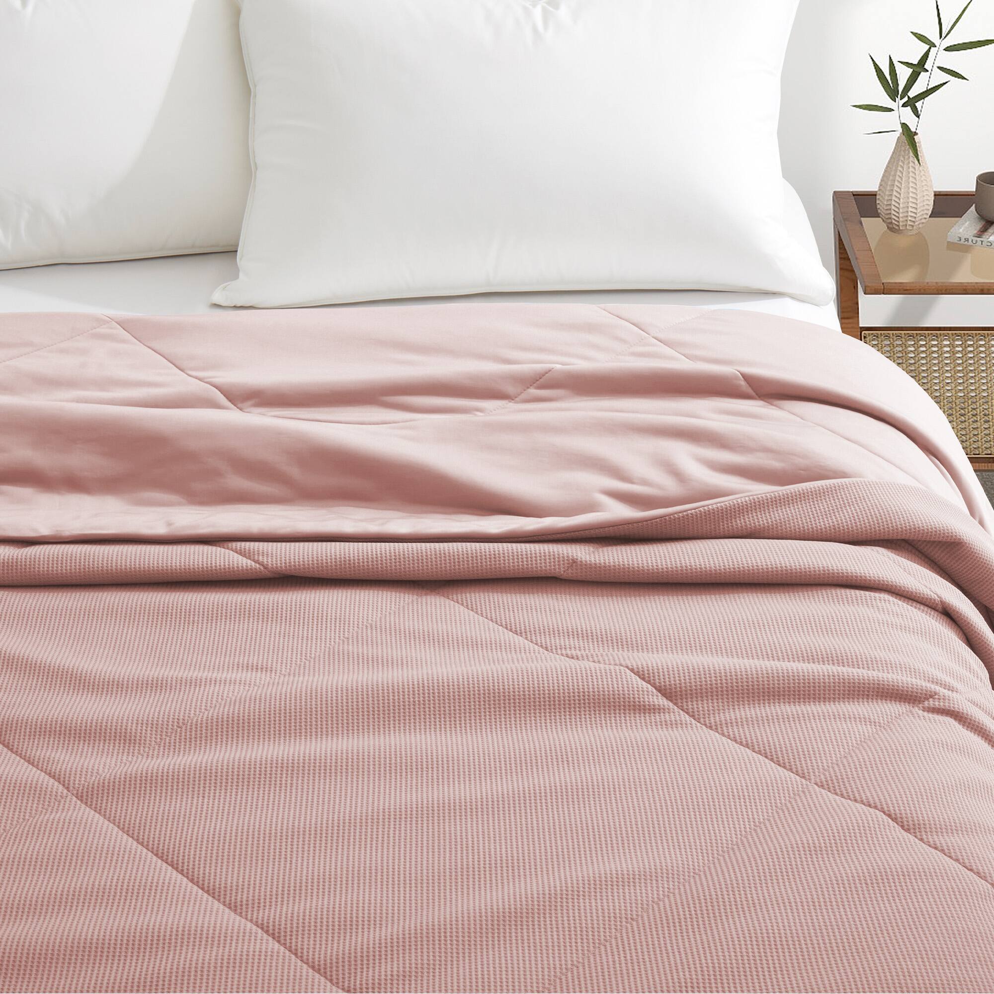 Back. Peace Nest - Peace Nest Lightweight Cooling Waffle Blanket Summer Reversible Comfort for Hot Sleepers, Pink, King - Pink.