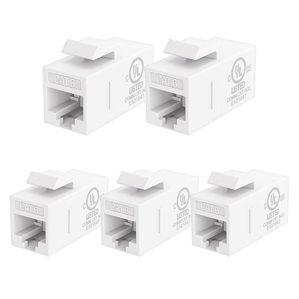 ACJPR - CAT6 RJ45 Keystone Jack Inline Coupler 5-Pack, Female-to-Female Ethernet Cable Extender