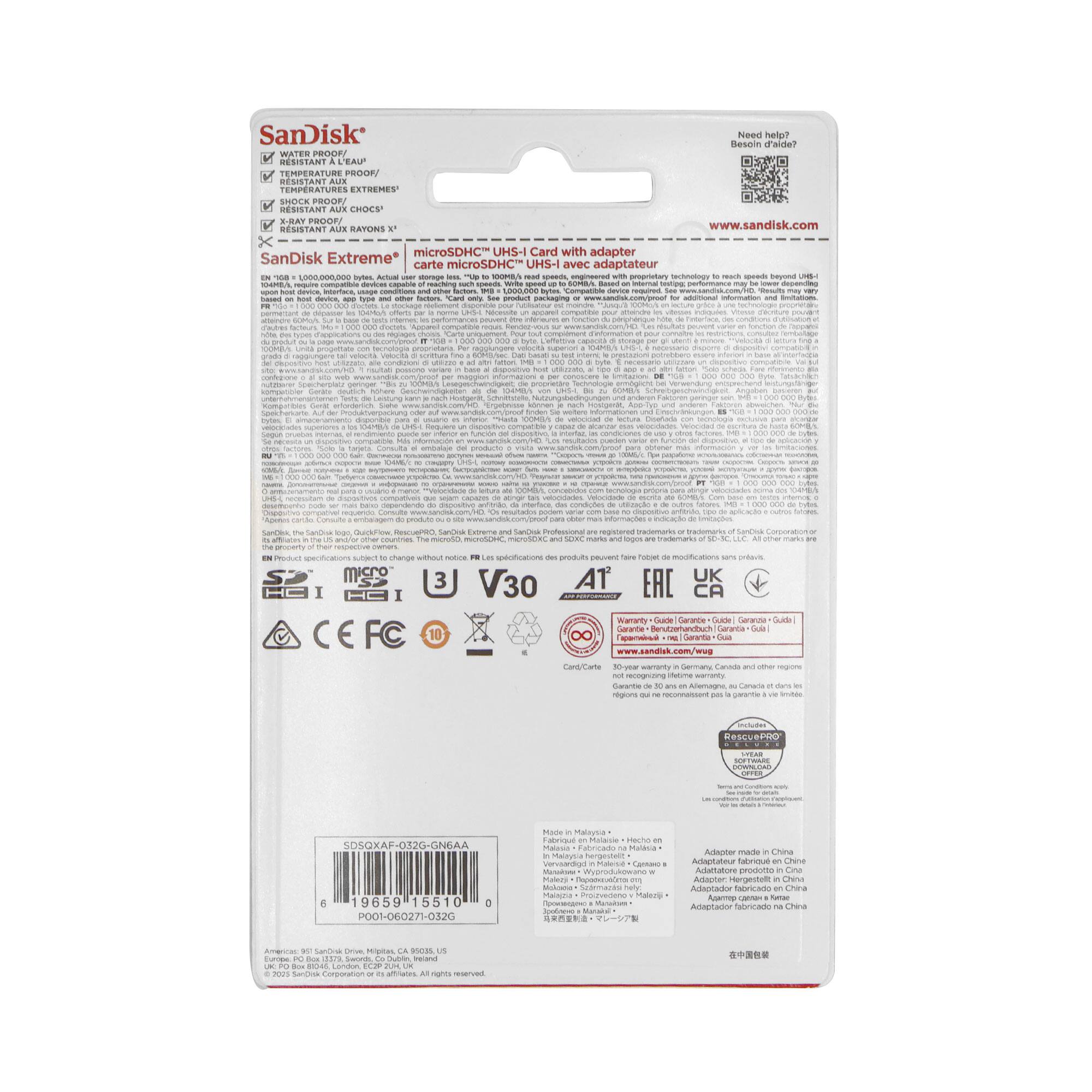 SanDisk WATER PROOF RESISTANT EAU TEMPERATURE PROOF/ RESISTANT TEMPERATURES SHOCK PROOF RESISTANT RATONS

Need help? Besoin d'aide? www.sandisk.com

microSDHC Card adapter SanDisk Extreme microSDHC carte avec adaptateur

- Ogpaed repristary terchatoa SSPE macting - AL - snsture - LIMIOLATN - cgoan - rage e sertun compatto asre sunSN Netion Apd per man Comoe antarsa camO C MLAPTE vrka S addao sepstamon sot nayon - - - gnutran ete emerisde risuttat -e ngrddon - - KAMEL ch Umtarion venwerdirg medngenm. - Sn - DOUTN SP - compcie Conecke ambalain a C - ae - aetcace - "eeioeridiadle COM C - uEzaR

Consuta Sat Sacia Se dsuae Sance Eotrea Sancoua votemion regner inaimarko pasrs Sarca e couniries PO mirolumc eDhmam