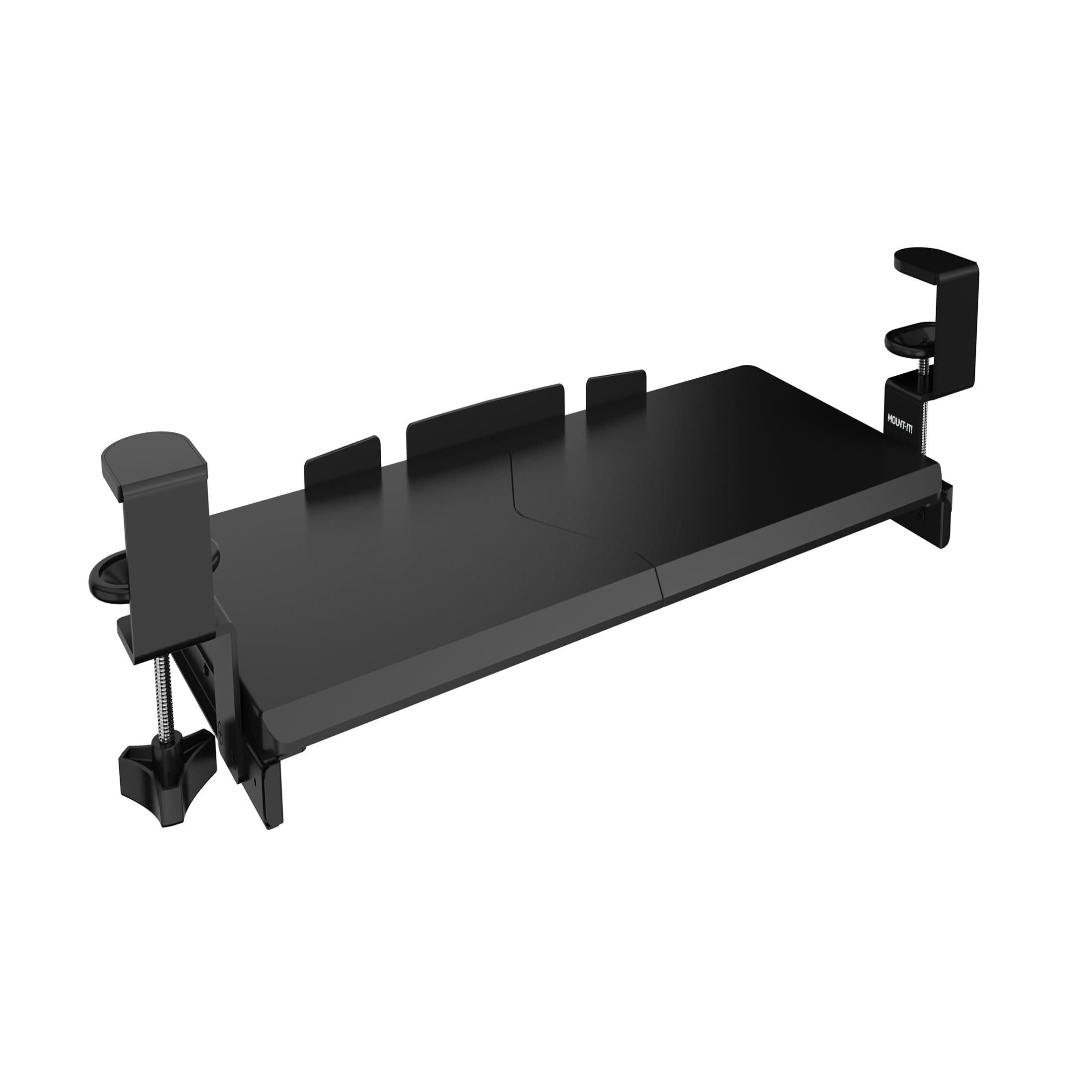 Alt View 4. Mount-It! - Clamp-On Keyboard Tray 24" x 11" – Adjustable Under-Desk Ergonomic Platform, Black - Black.