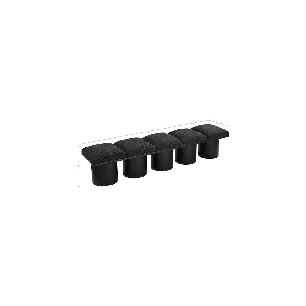 Alt View 2. Meridian Furniture - Pavilion Black Boucle Fabric Bench - Black Boucle Fabric.