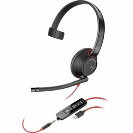 HP - Poly Blackwire 5210 Headset +Inline Cable +USB-C/A Adapter TAA - Microsoft Teams Certification - Mono - USB Type C - Red