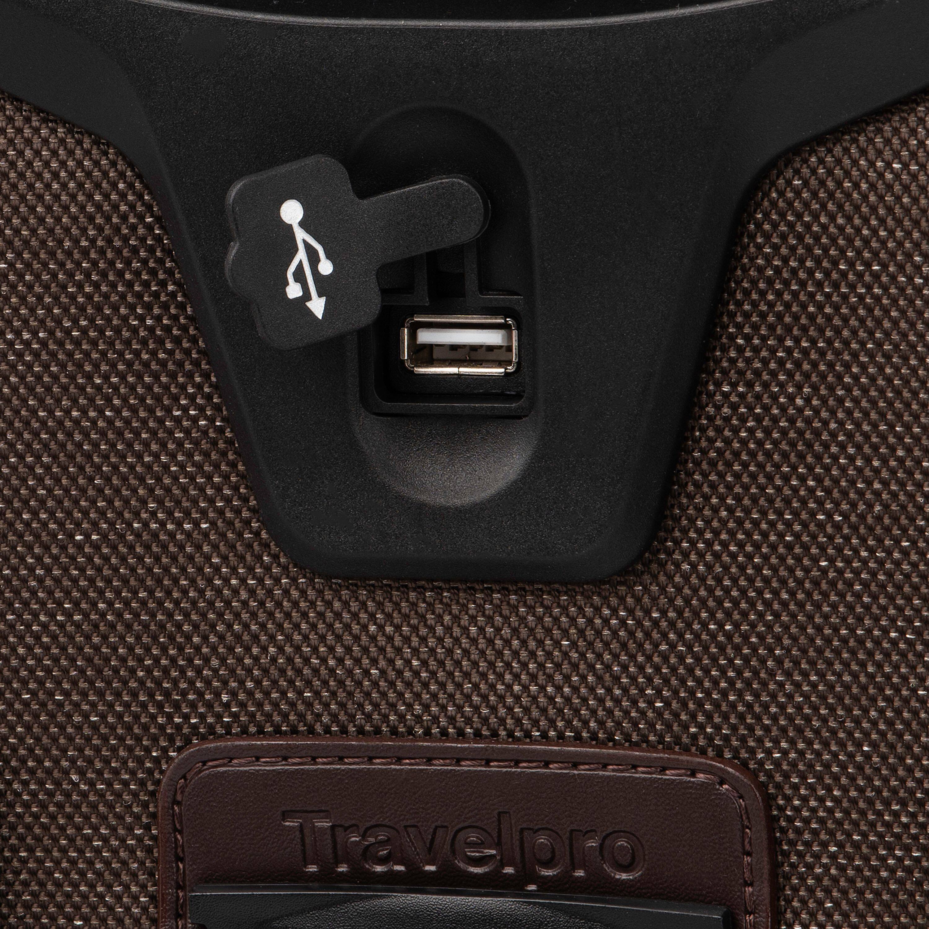 Alt View 3. Travelpro - Travelpro Platinum Elite Softside Expandable Luggage, 2 Wheel Upright Suitcase, USB Port, Men and Women - Rich Espresso.