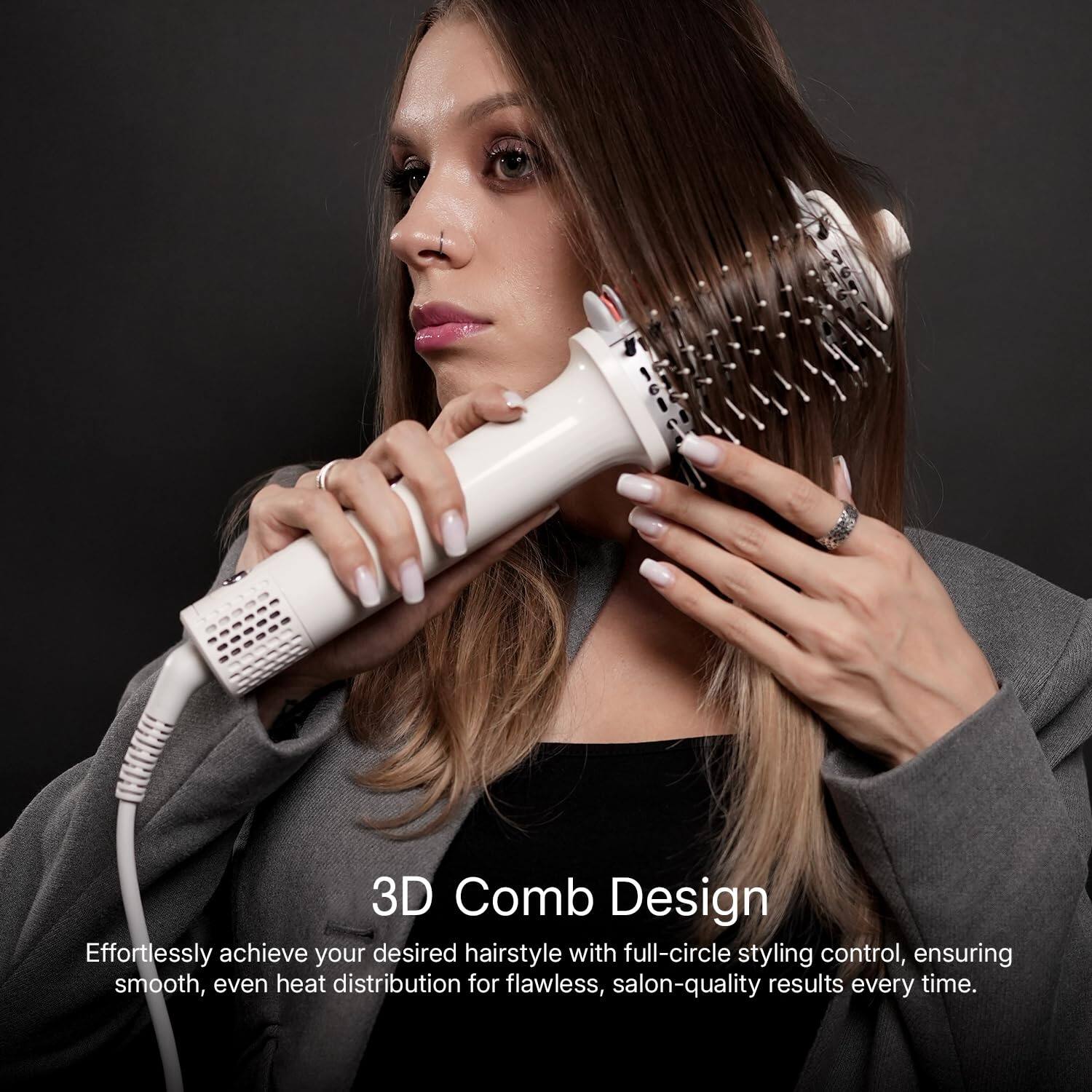 3D Comb Design

Effortlessly achieve your desired hairstyle with full-circle styling control, ensuring smooth, even heat distribution for flawless, salon-quality results every time.