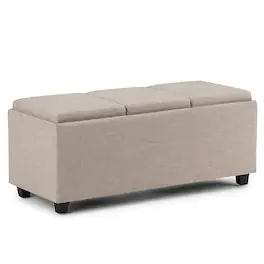 Simpli Home - Avalon Rectangular Ottoman With Inner Storage - Natural