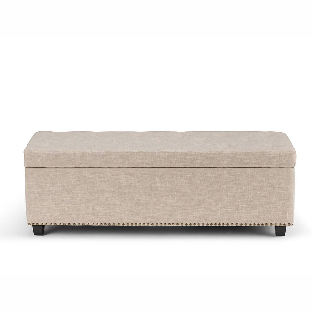 Angle View: Simpli Home - Hamilton Rectangular Polyester Bench Ottoman With Inner Storage - Natural