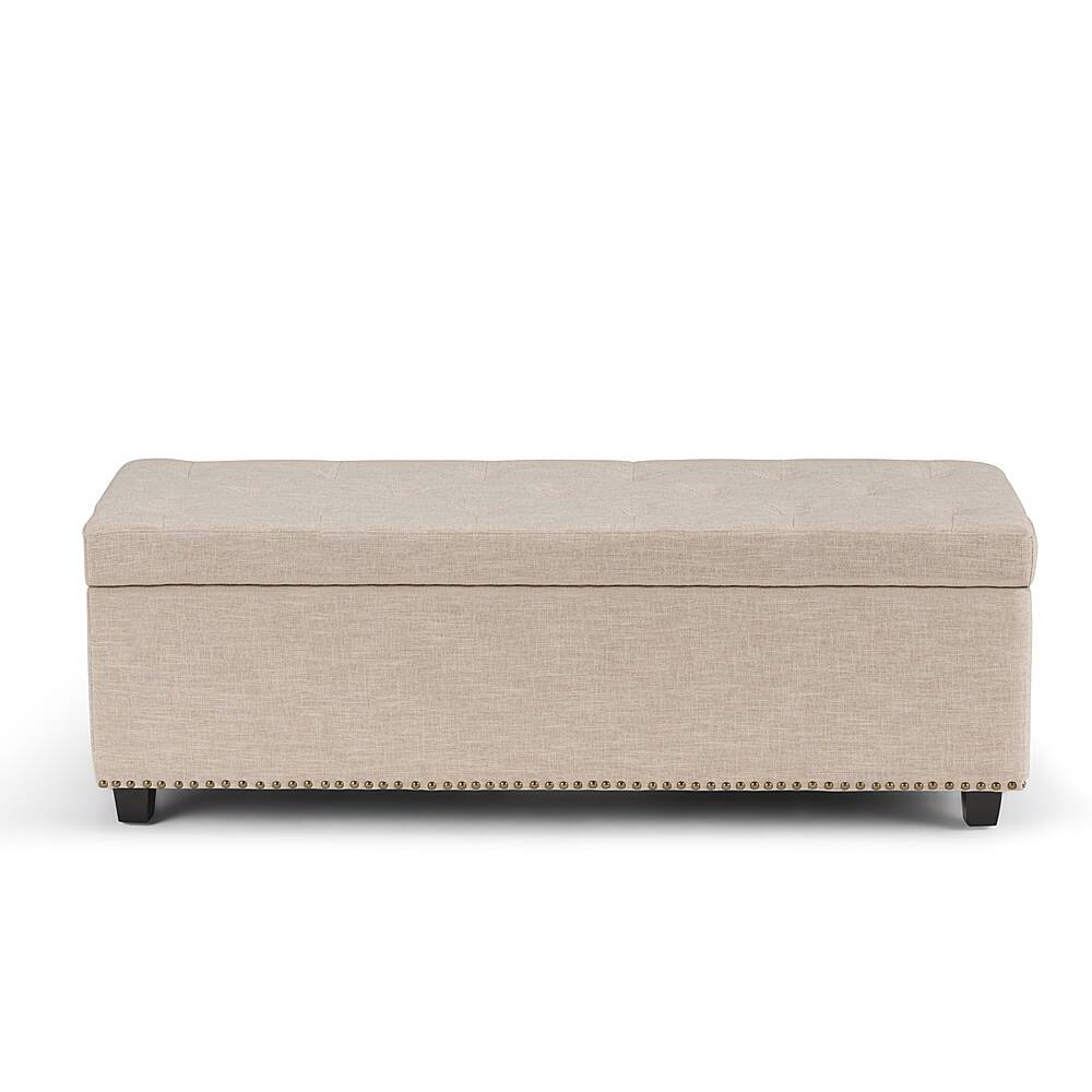 Angle. Simpli Home - Hamilton Rectangular Polyester Bench Ottoman With Inner Storage - Natural.