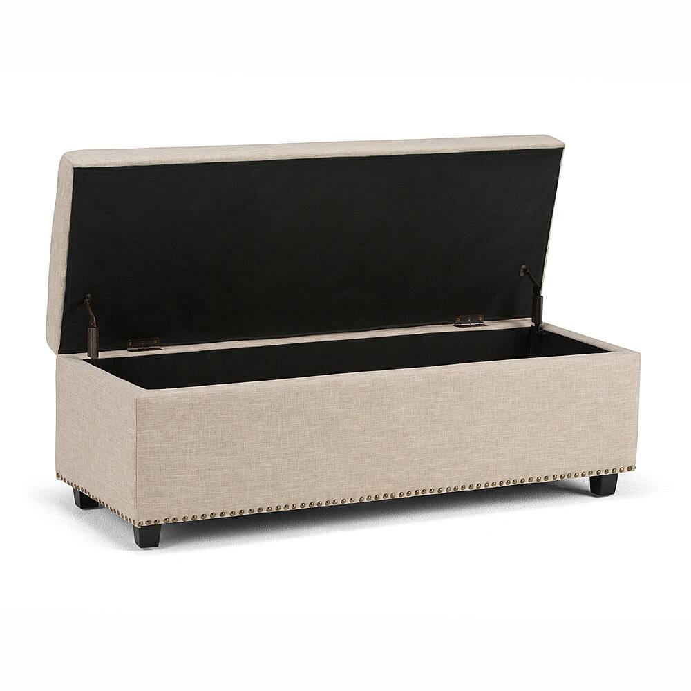 Alt View 11. Simpli Home - Hamilton Rectangular Polyester Bench Ottoman With Inner Storage - Natural.