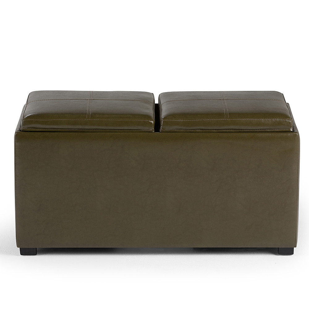 Angle View: Simpli Home - Avalon Rectangular Faux Leather 5 Piece Storage Ottoman - Deep Olive Green